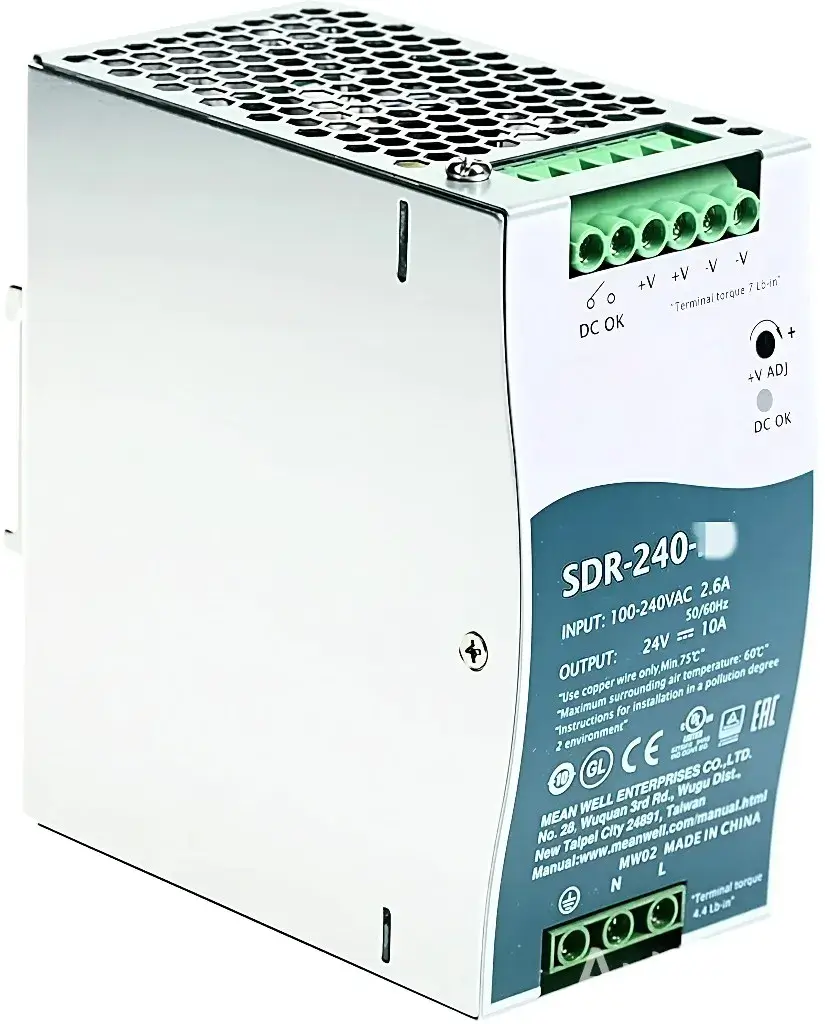 Fuente de poder AC/DC industrial para montaje en riel DIN